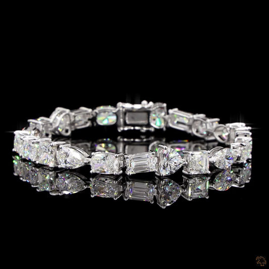 The Serenade Bracelet – White Gold Multi-Cut Lab-Grown Diamond Statement Bracelet