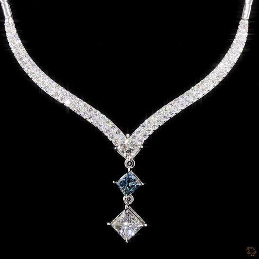 Celeste Princess Cut Diamond Necklace in White Gold | Lab Grown Diamonds