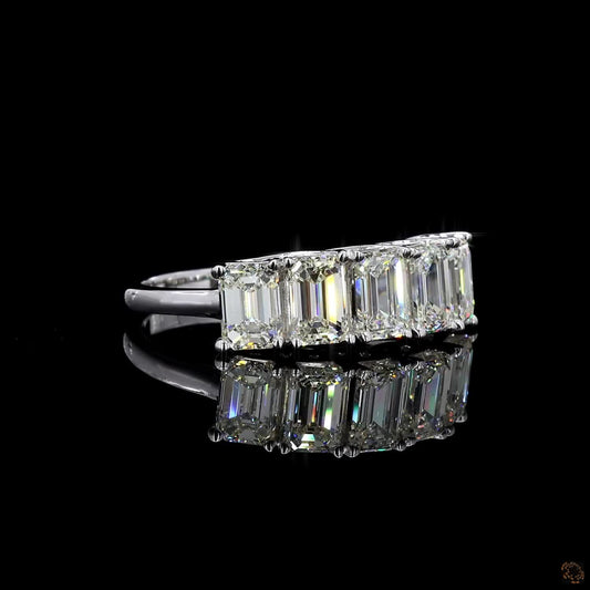 The Luminous White Gold Five-Stone Emerald Diamond Ring