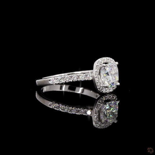 The Enchanted White Gold Round Diamond Halo Ring