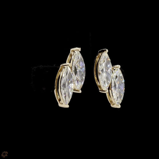 The Exquisite Yellow Gold Marquise Diamond Drop Earrings