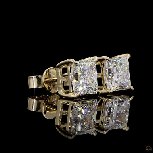 The Exquisite Yellow Gold Lab-Grown Princess Cut Diamond Stud Earrings