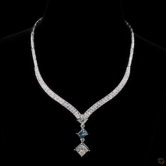 Celeste Princess Cut Diamond Necklace in White Gold | Lab Grown Diamonds