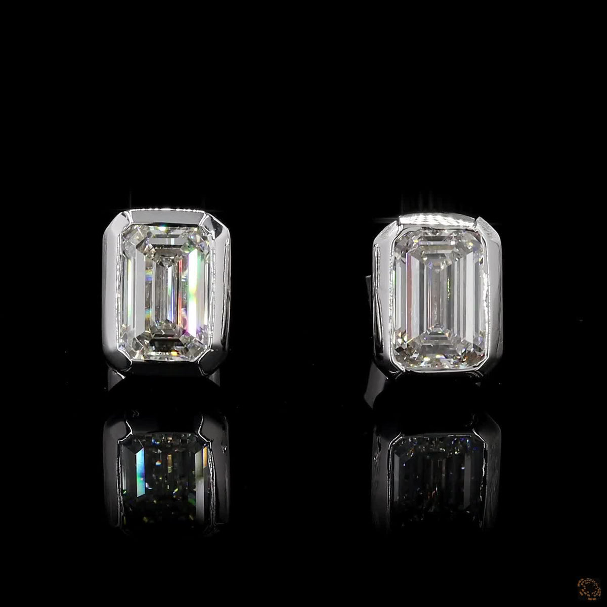 The Celeste Yellow Gold Emerald Cut Diamond Stud Earrings
