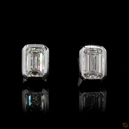 The Celeste Yellow Gold Emerald Cut Diamond Stud Earrings