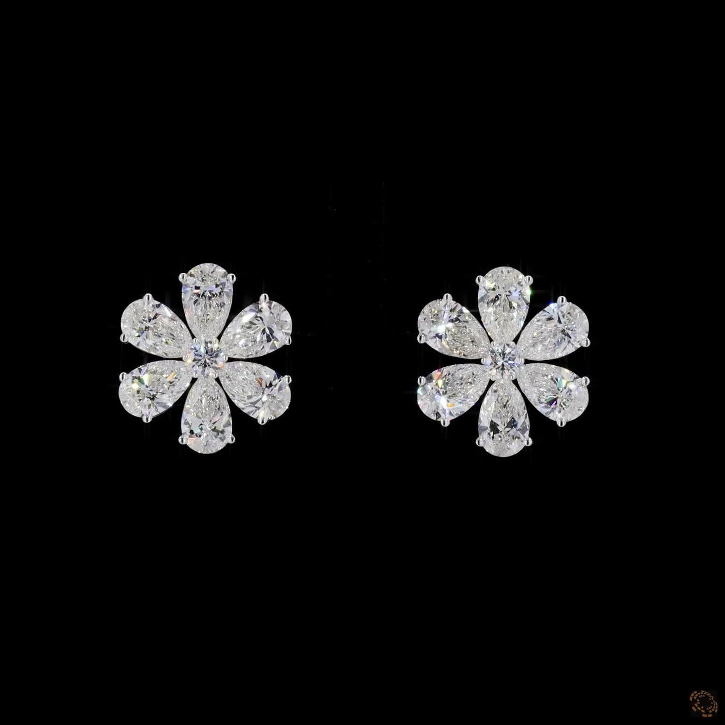 Floral Cluster Stud Diamond Earrings