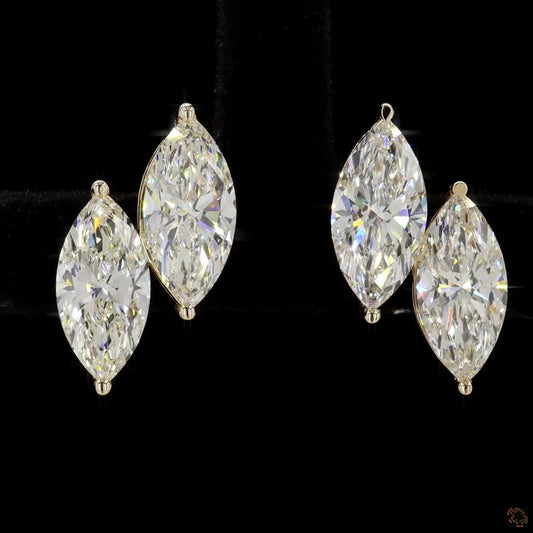 The Exquisite Yellow Gold Marquise Diamond Drop Earrings
