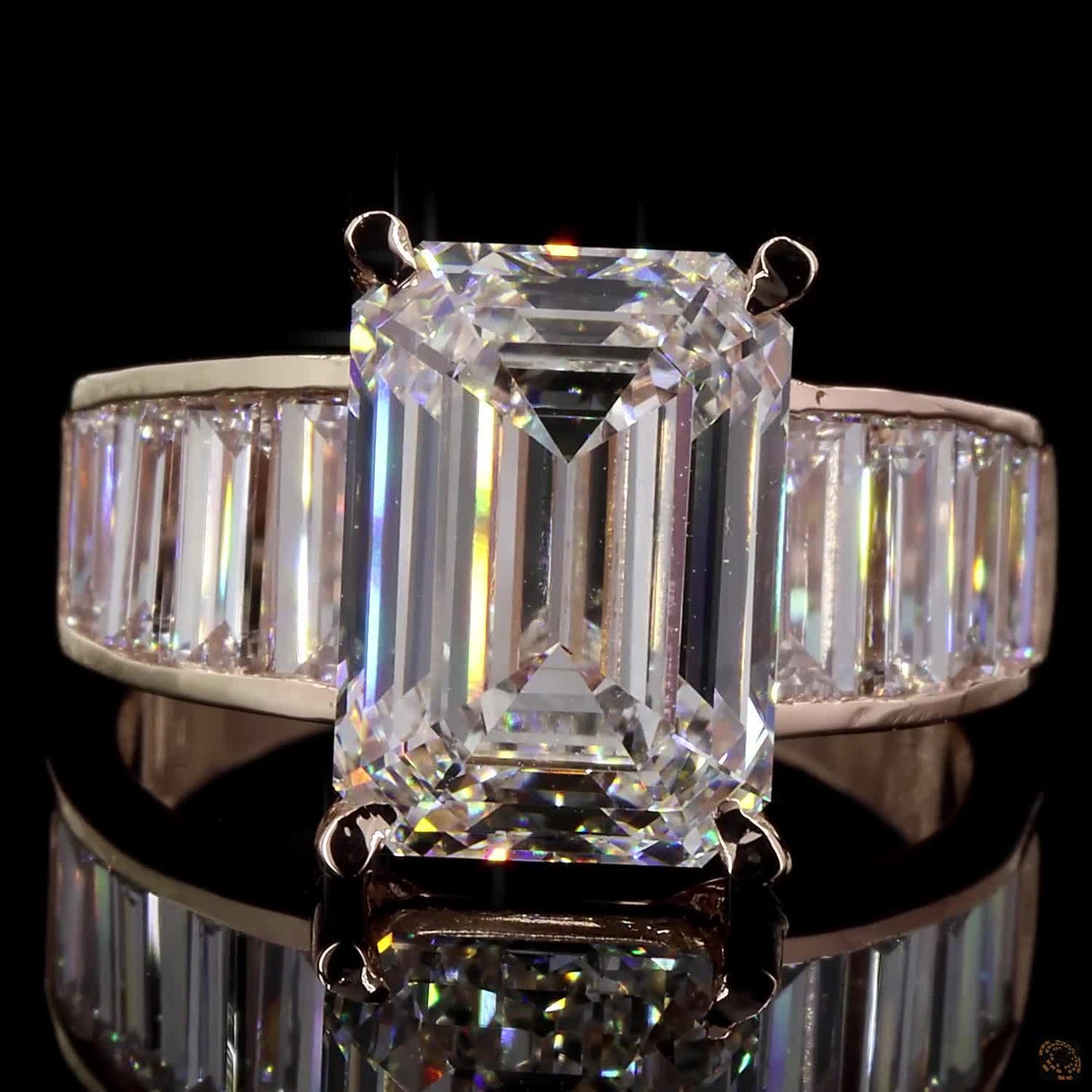 The Exquisite Rose Gold Emerald & Baguette Diamond Ring