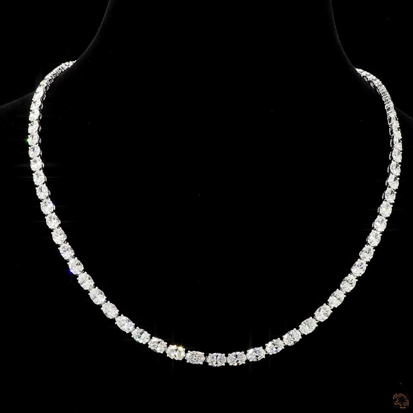 Eternal Brilliance Oval Lab Grown Diamond Tennis Necklace in White Gold
