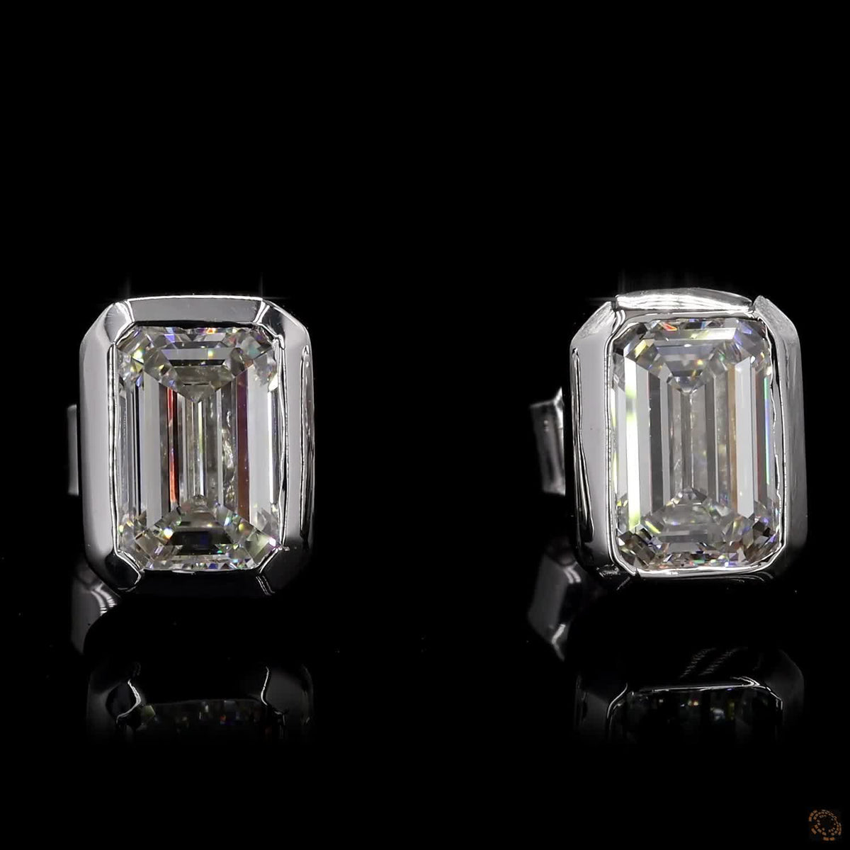 The Celeste Yellow Gold Emerald Cut Diamond Stud Earrings