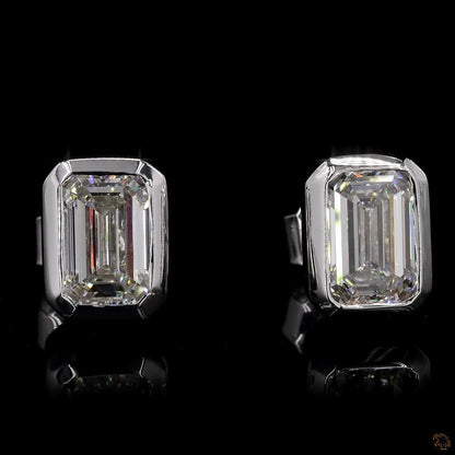 The Celeste Yellow Gold Emerald Cut Diamond Stud Earrings