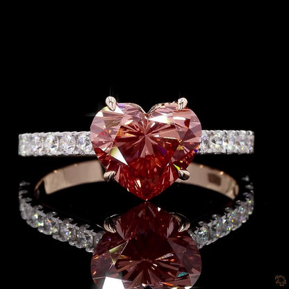 The Exquisite White Gold Heart & Round Diamond Ring