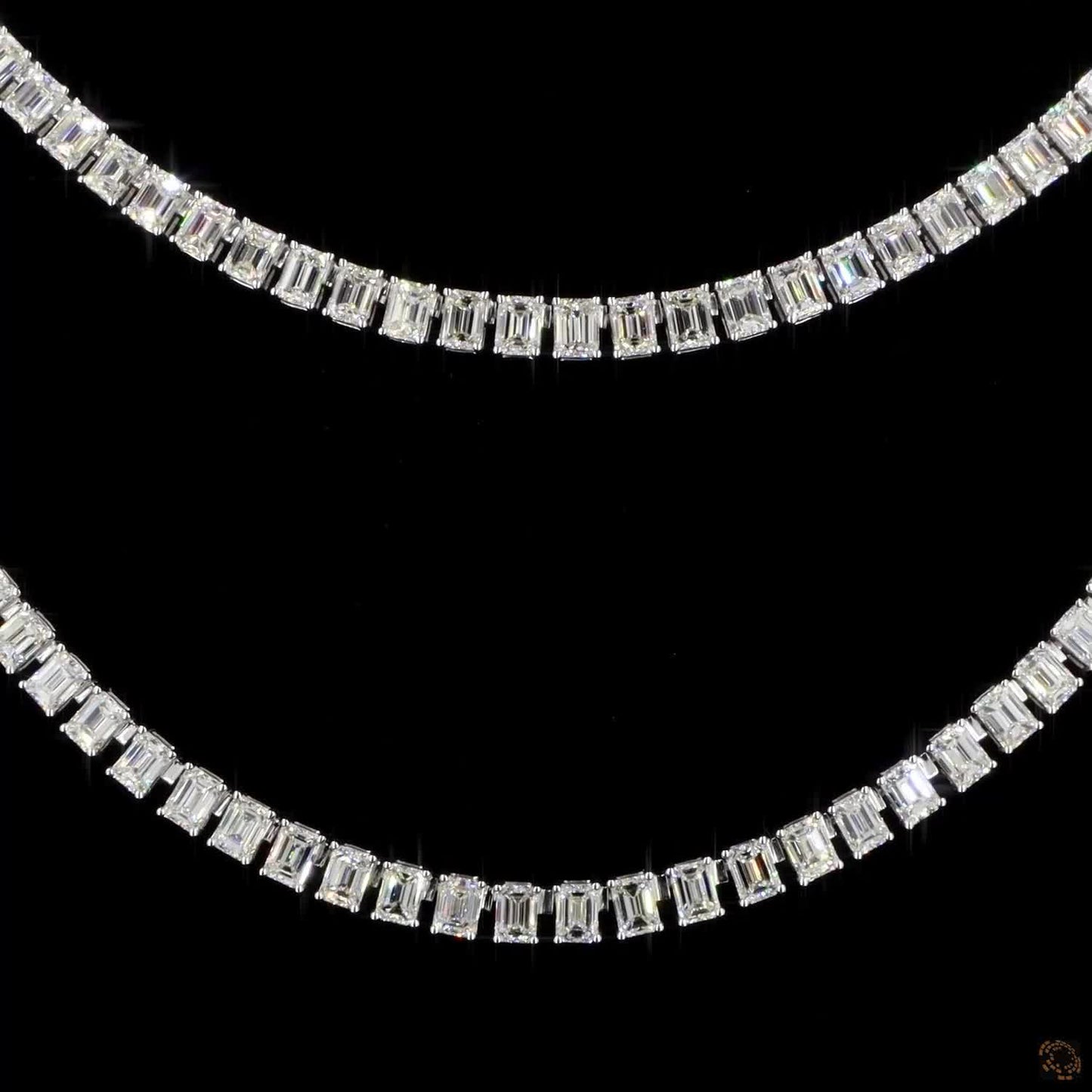 The Elara Necklace – Emerald Cut Lab Grown Diamond Tennis Necklace in White Gold