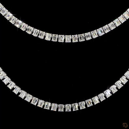 The Elara Necklace – Emerald Cut Lab Grown Diamond Tennis Necklace in White Gold