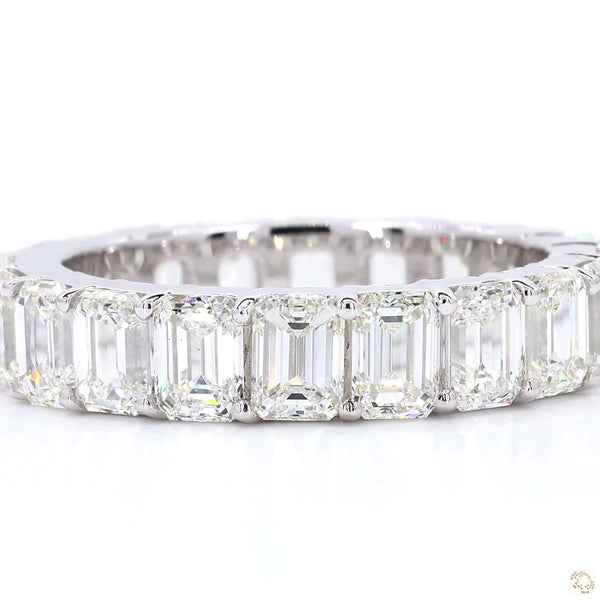 The Exquisite White Gold Emerald Diamond Eternity Ring
