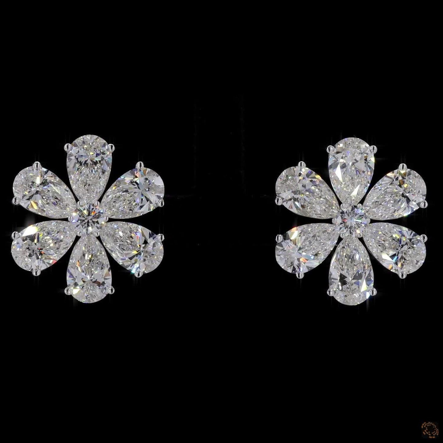 Floral Cluster Stud Diamond Earrings