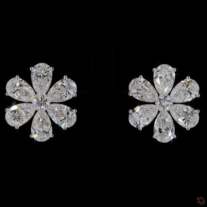 Floral Cluster Stud Diamond Earrings