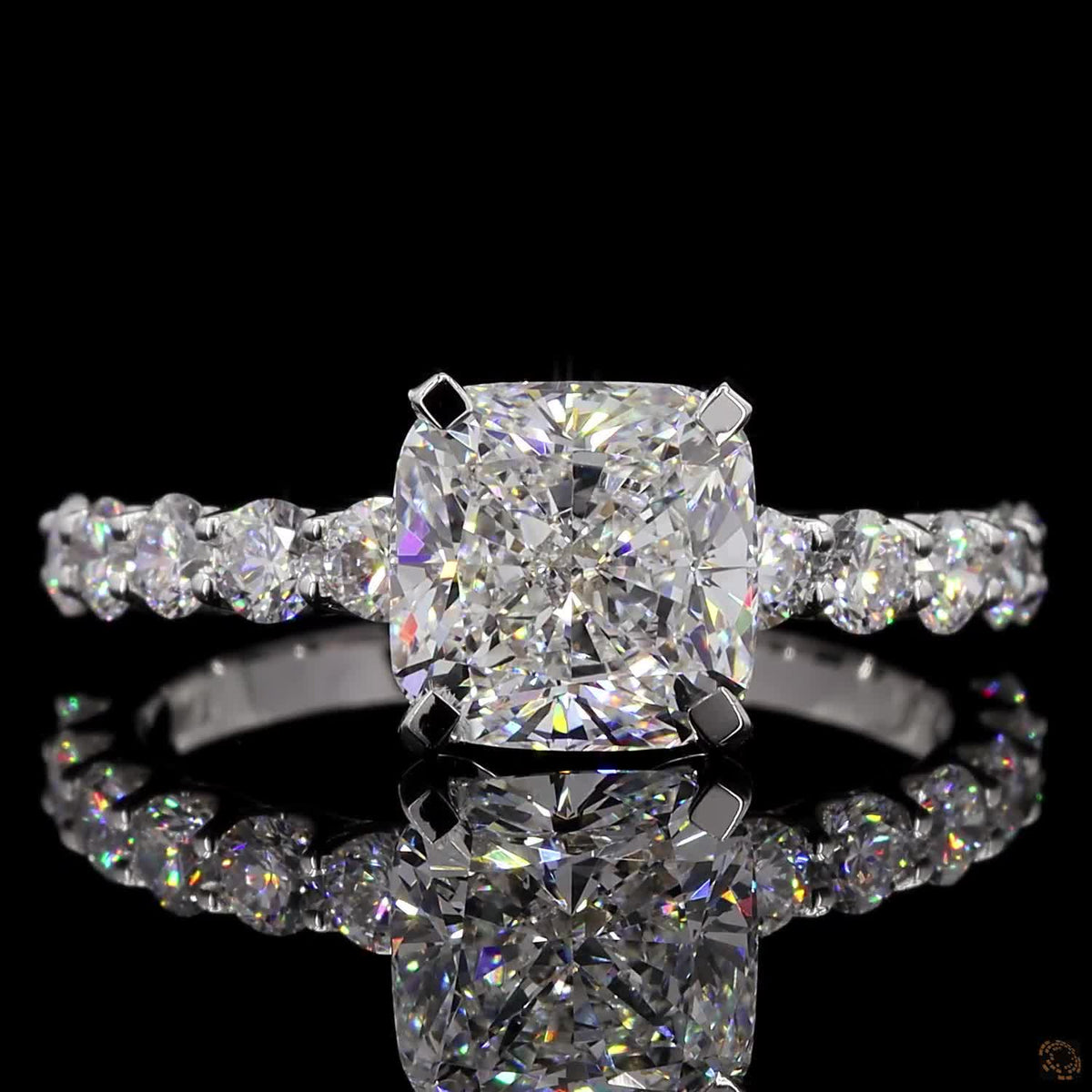 The Luster White Gold Cushion & Round Diamond Ring