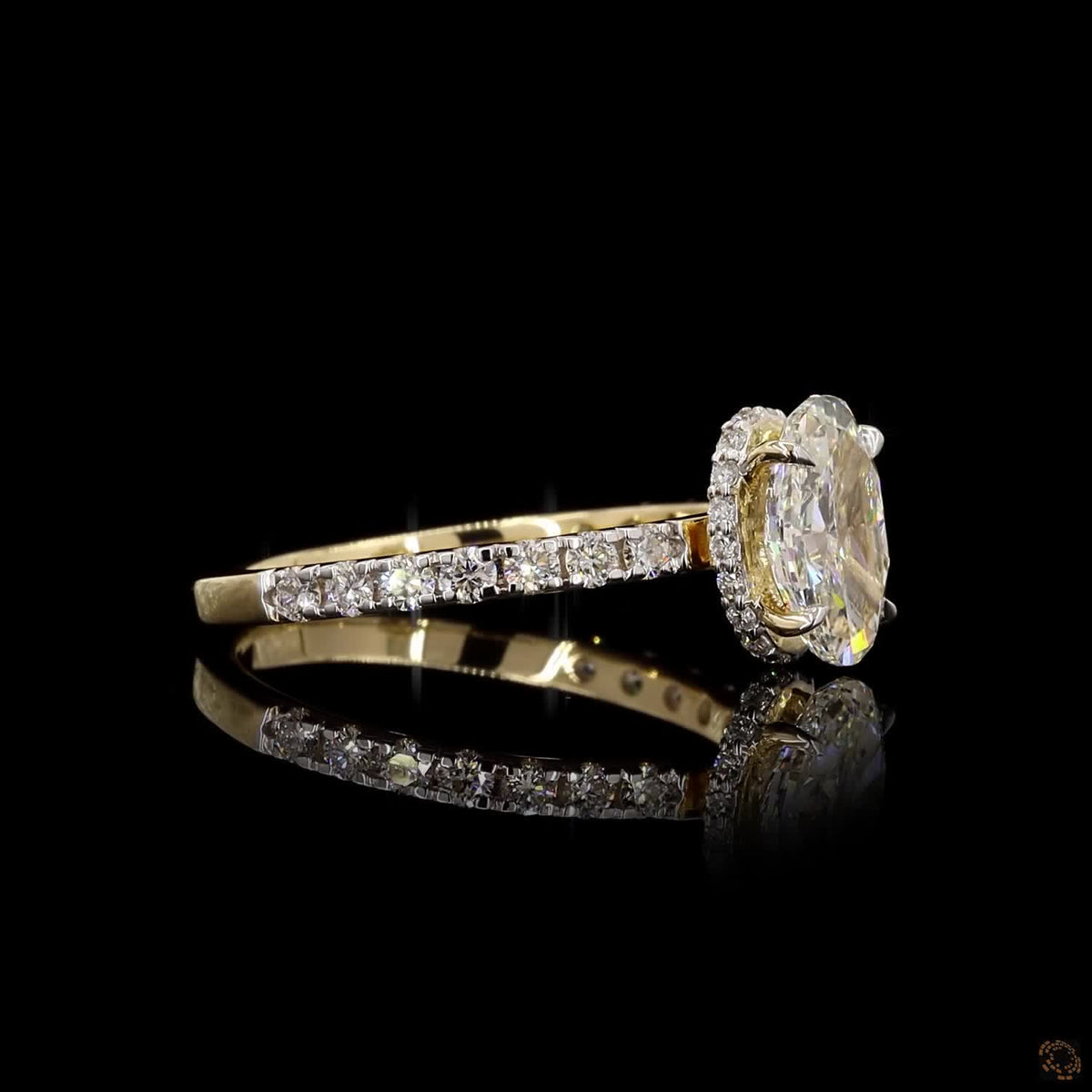 The Radiant Yellow Gold Oval & Round Diamond Ring