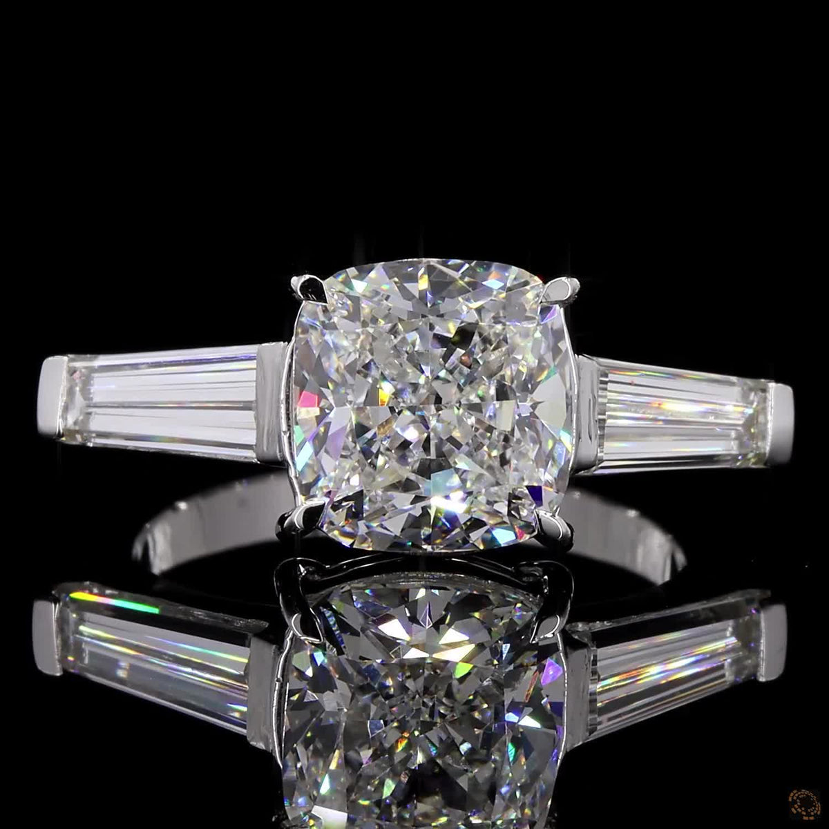 The Luminous White Gold Cushion & Baguette Diamond Ring