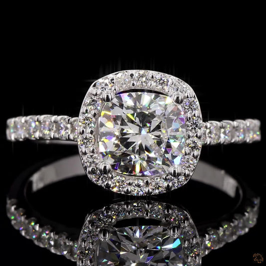 The Enchanted White Gold Round Diamond Halo Ring