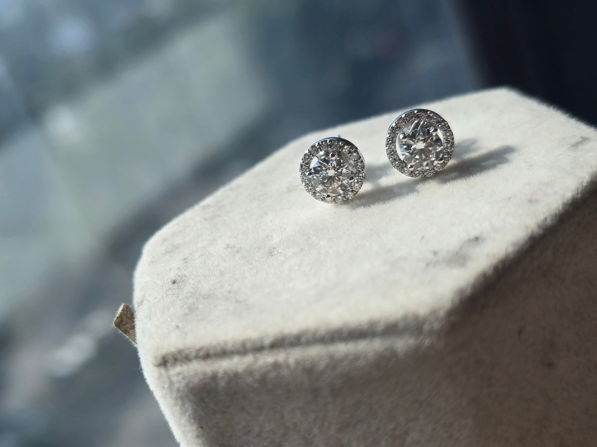 1.47 CTW Stud Earrings Set With Round Lab Grown Diamonds