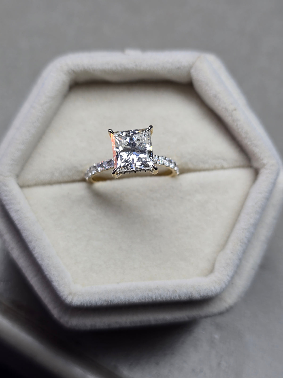 3.48 CTW Solitaire Engagement Ring With Princess Lab Grown Diamond