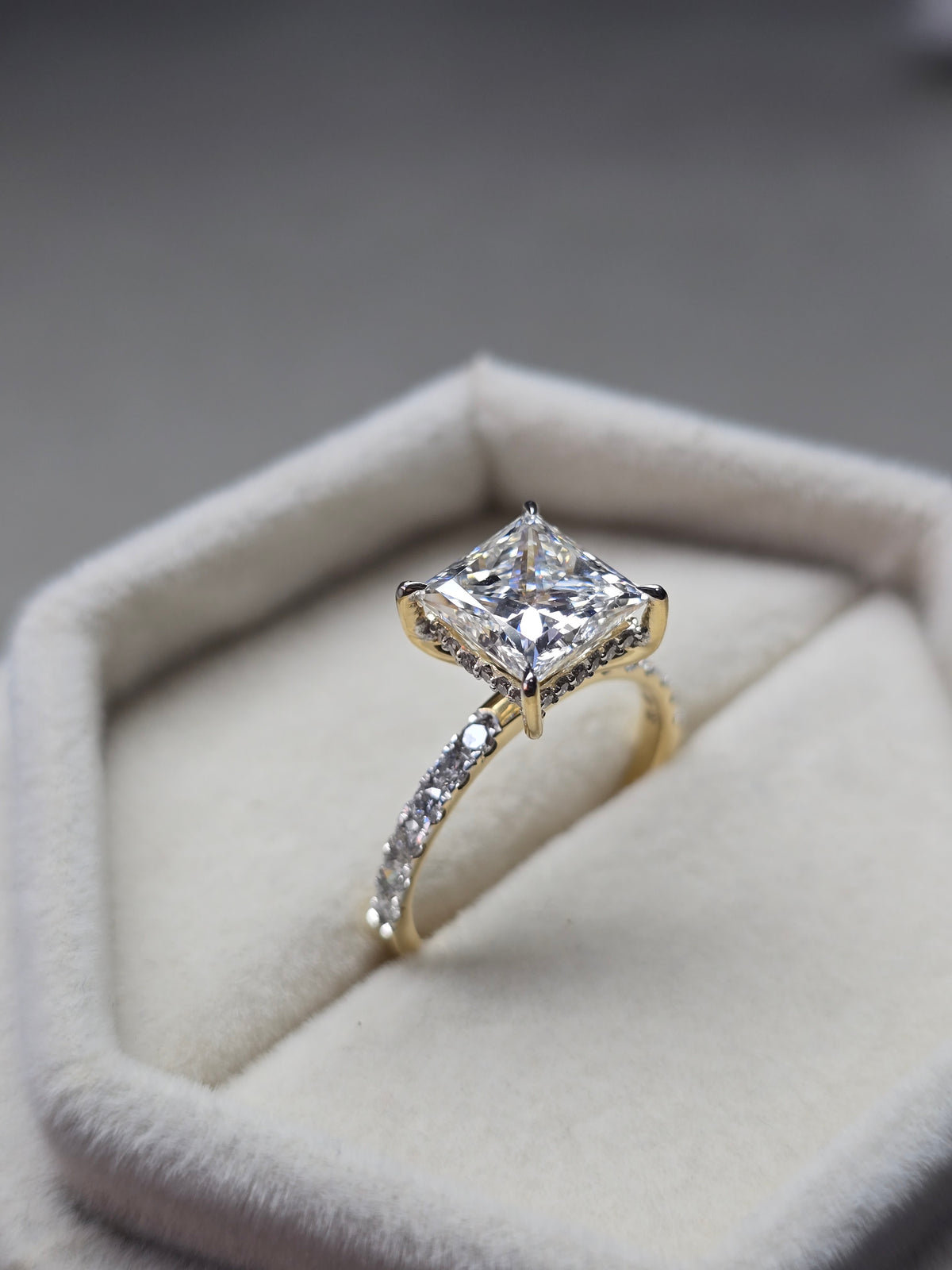 3.48 CTW Solitaire Engagement Ring With Princess Lab Grown Diamond