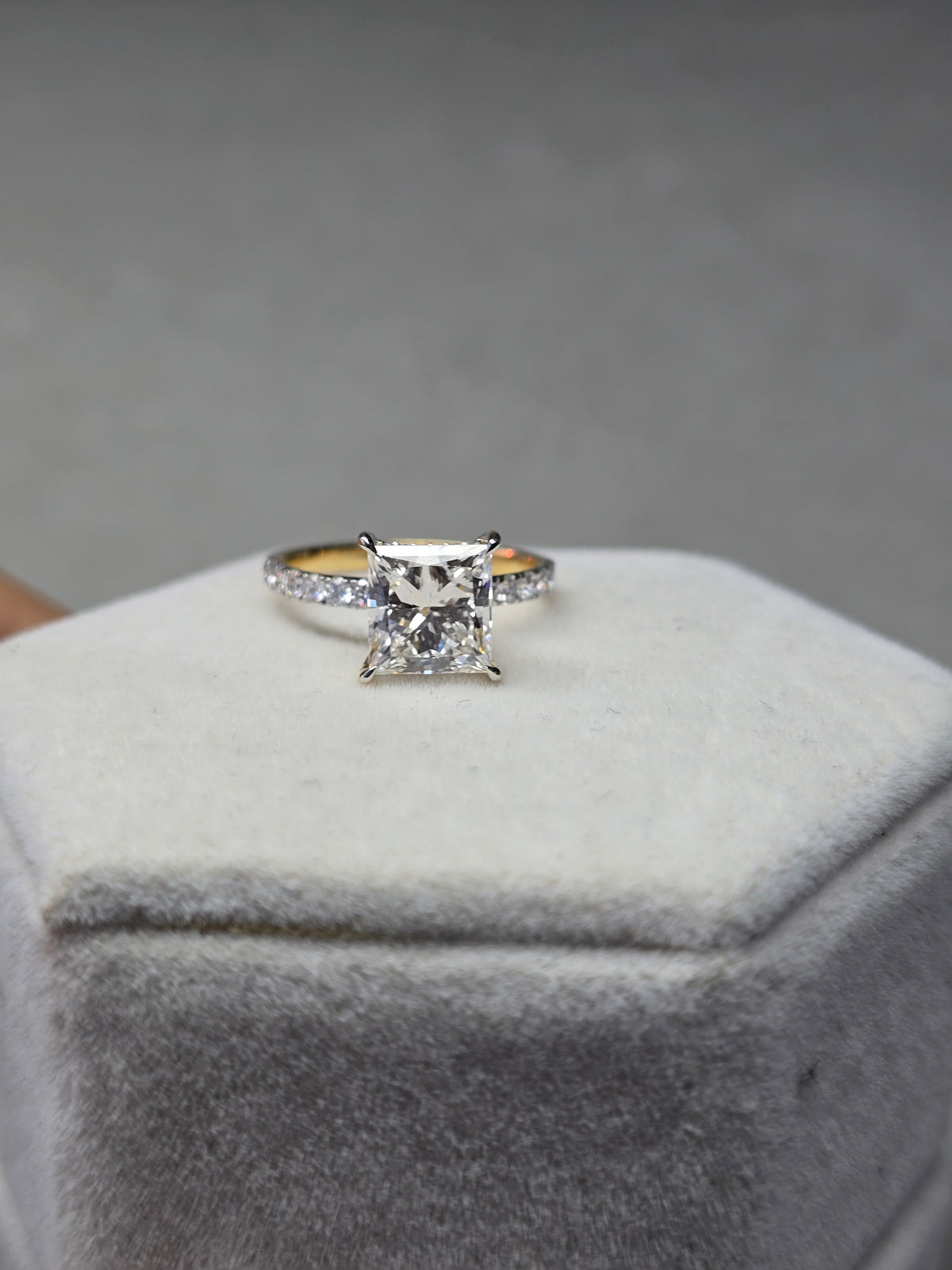 3.48 CTW Solitaire Engagement Ring With Princess Lab Grown Diamond
