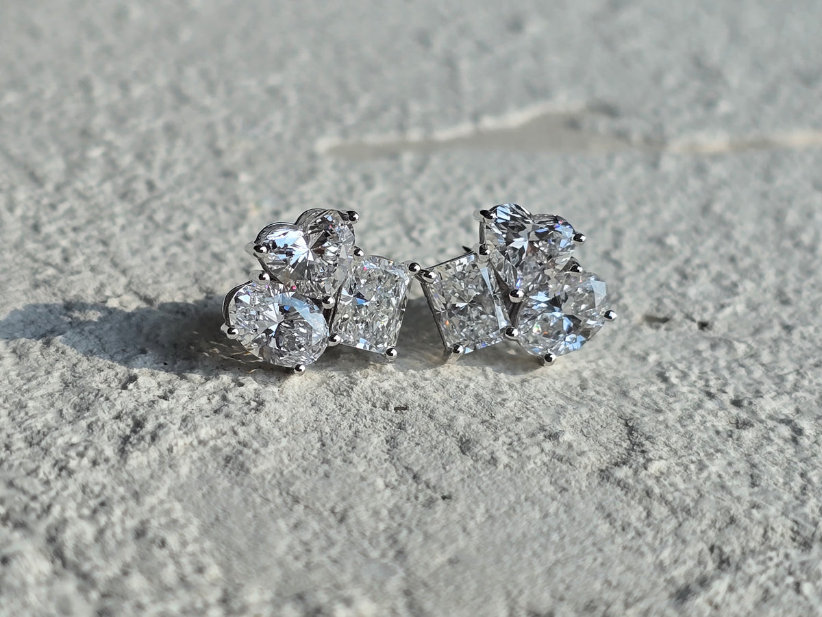 0.72 CTW Heart, Pear & Princess Lab Grown Diamond Stud Earrings