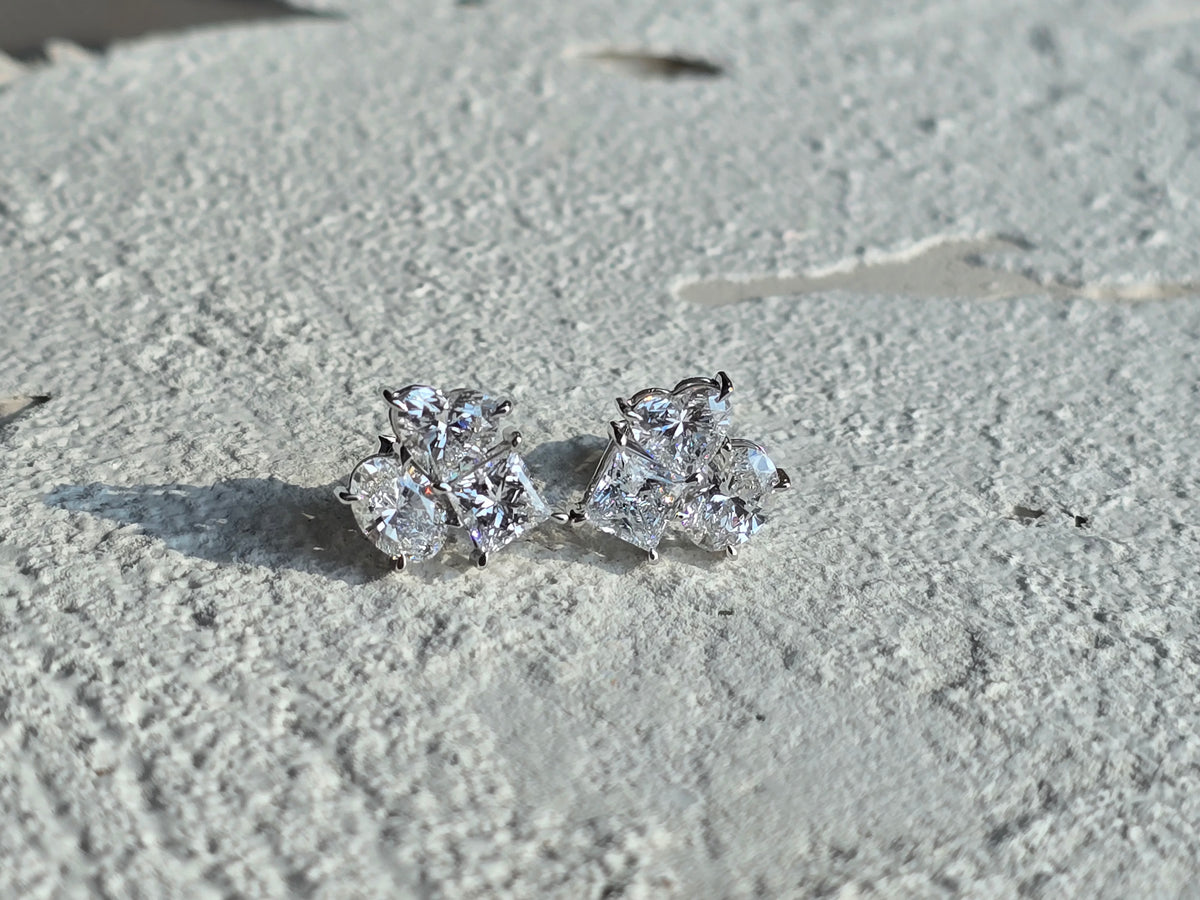 0.72 CTW Heart, Pear & Princess Lab Grown Diamond Stud Earrings