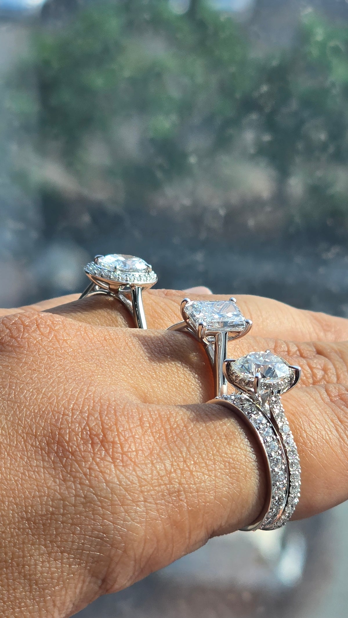 3.06 CT Natural Round Cut Diamond Pavé Solitaire Engagement Ring