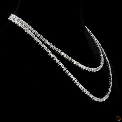 The Elara Necklace – Emerald Cut Lab Grown Diamond Tennis Necklace in White Gold
