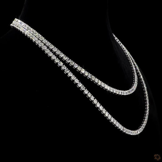 The Elara Necklace – Emerald Cut Lab Grown Diamond Tennis Necklace in White Gold