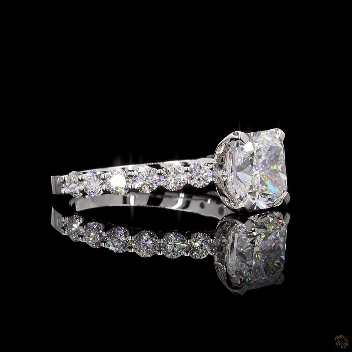 The Luster White Gold Cushion & Round Diamond Ring