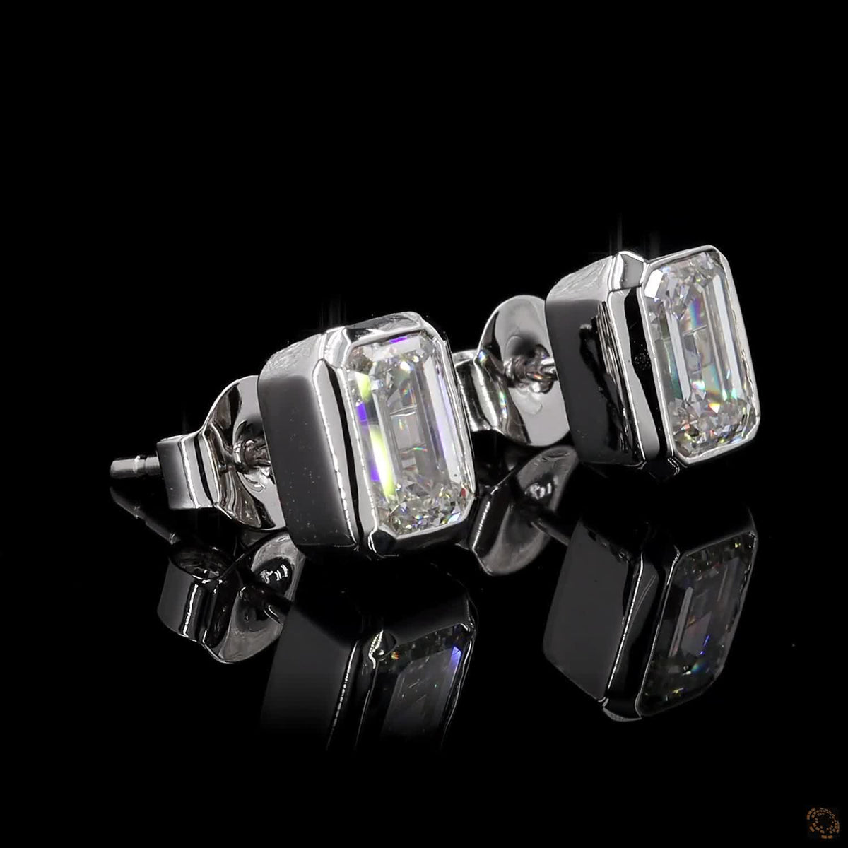 The Celeste Yellow Gold Emerald Cut Diamond Stud Earrings