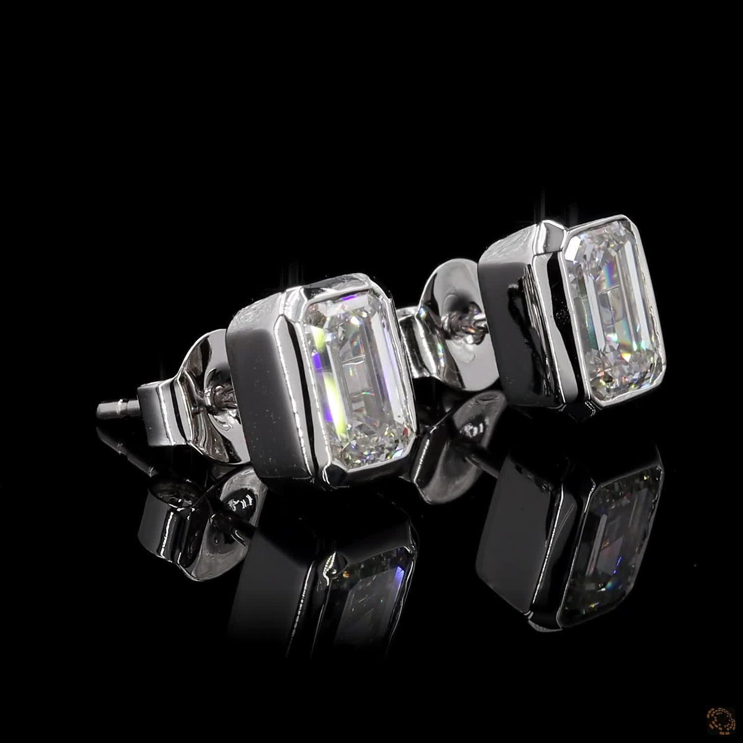 The Celeste Yellow Gold Emerald Cut Diamond Stud Earrings
