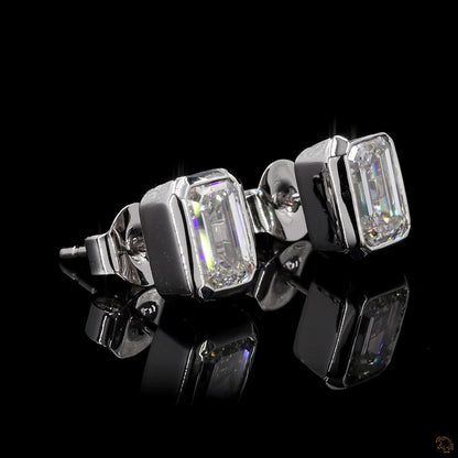 The Celeste Yellow Gold Emerald Cut Diamond Stud Earrings