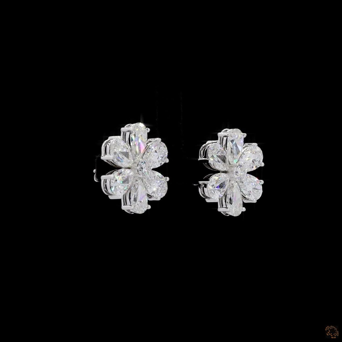 Floral Cluster Stud Diamond Earrings