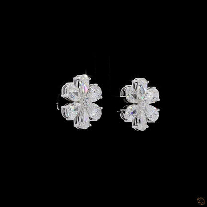 Floral Cluster Stud Diamond Earrings
