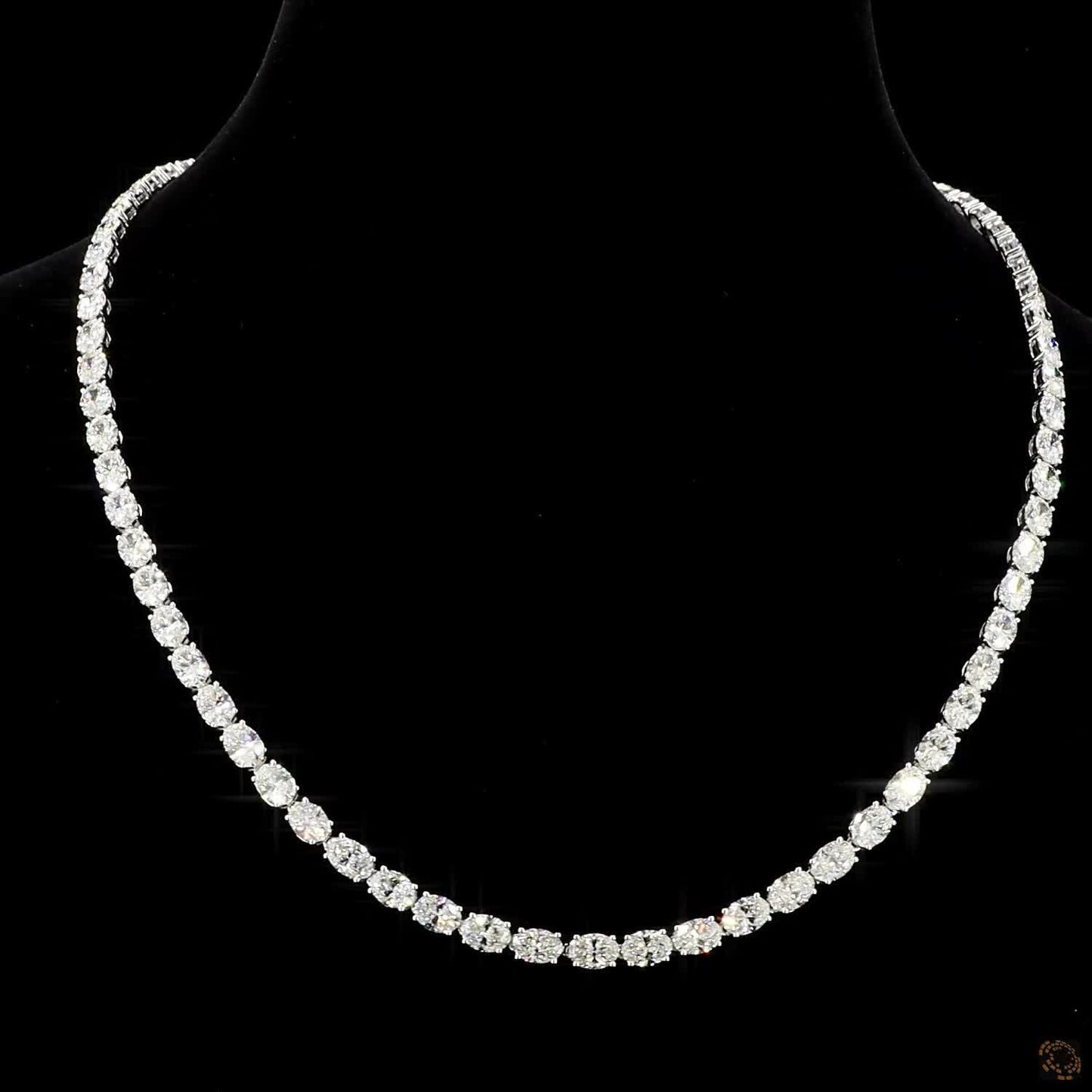 Eternal Brilliance Oval Lab Grown Diamond Tennis Necklace in White Gold