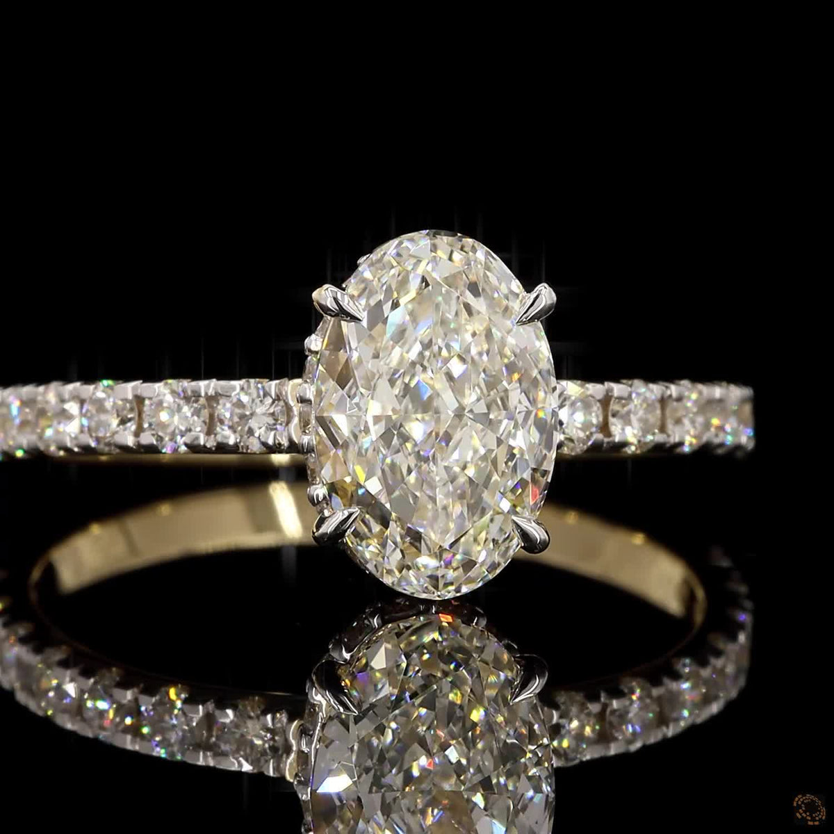 The Radiant Yellow Gold Oval & Round Diamond Ring