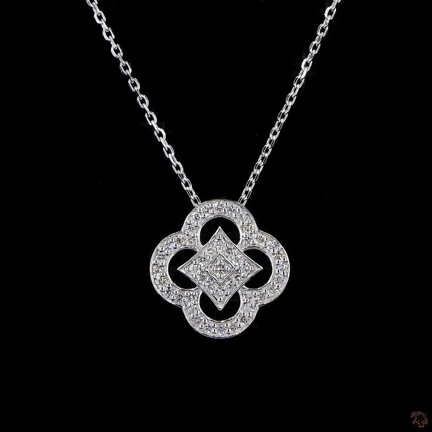 Celeste Clover Diamond Necklace & Earring Set in White Gold – Lab Grown Round Diamonds