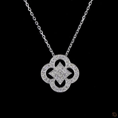 Celeste Clover Diamond Necklace & Earring Set in White Gold – Lab Grown Round Diamonds