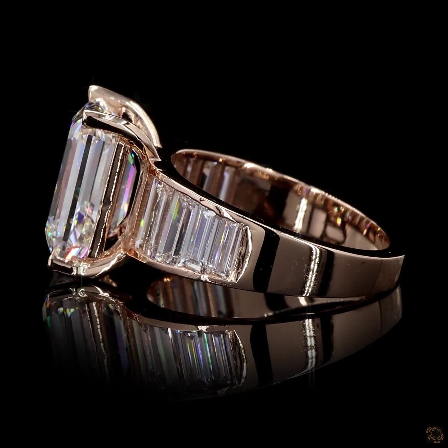 The Exquisite Rose Gold Emerald & Baguette Diamond Ring