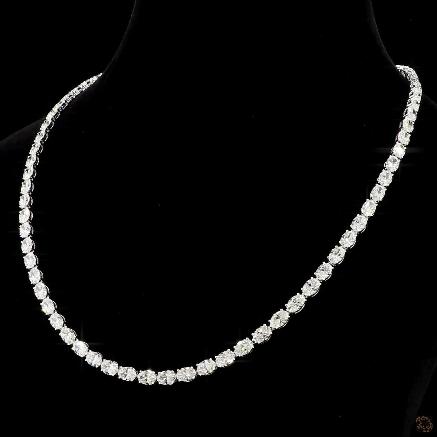 Eternal Brilliance Oval Lab Grown Diamond Tennis Necklace in White Gold