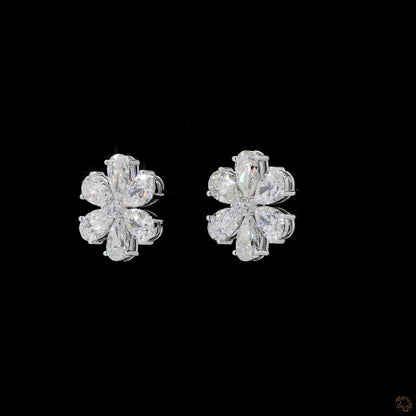 Floral Cluster Stud Diamond Earrings
