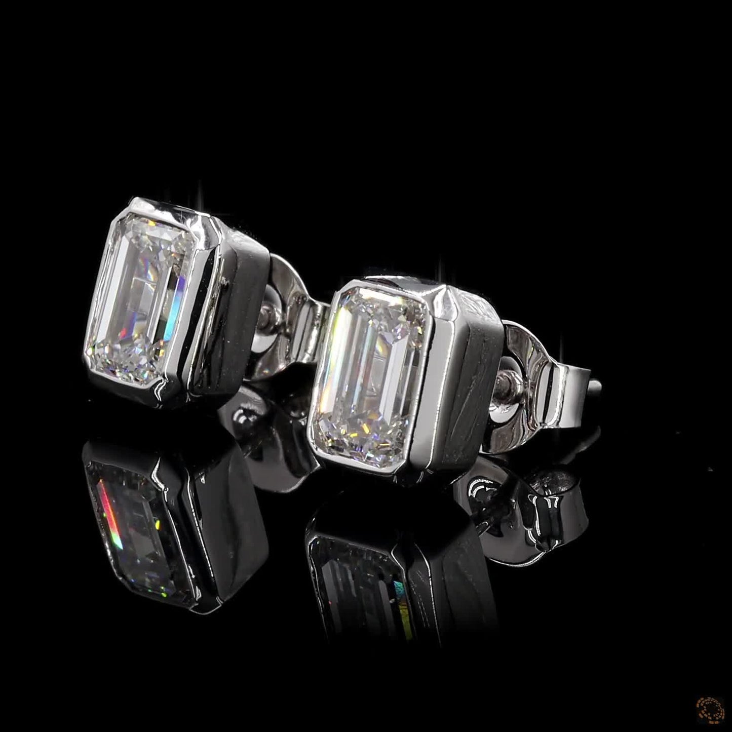 The Celeste Yellow Gold Emerald Cut Diamond Stud Earrings