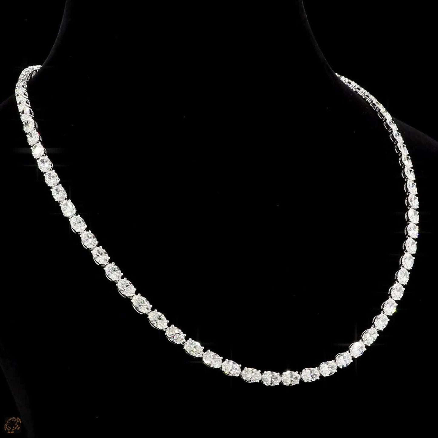 Eternal Brilliance Oval Lab Grown Diamond Tennis Necklace in White Gold