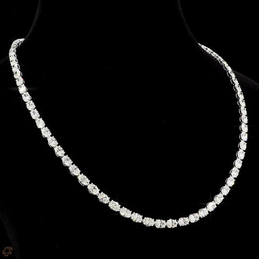 Eternal Brilliance Oval Lab Grown Diamond Tennis Necklace in White Gold